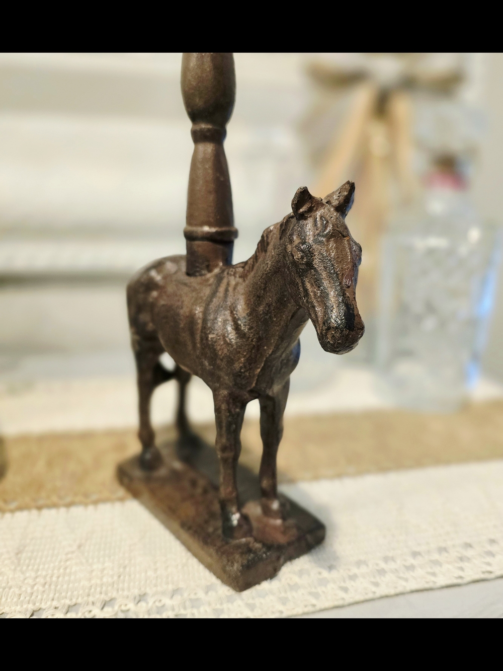 Vintage Decorative Cast Iron Horse Door Stopper - Brown - Picture 9 of 11